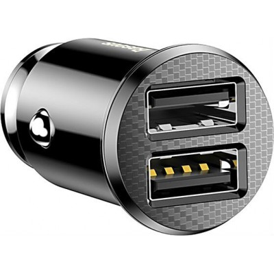 Автомобильное зарядное устройство BASEUS Grain, 2*USB, 3.1A, 5W, черный Автомобильное зарядное устройство BASEUS Grain, 2*USB, 3.1A, 5W, черный