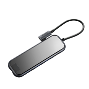 Переходник/Адаптер BASEUS UCN3275, Разветвитель, Type-C - 3xUSB3.0 + HDMI + RJ45 + PD, 3A, темно-серый, 4K