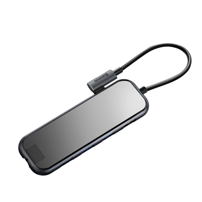 Переходник/Адаптер BASEUS UCN3275, Разветвитель, Type-C - 3xUSB3.0 + HDMI + RJ45 + PD, 3A, темно-серый, 4K Переходник/Адаптер BASEUS UCN3275, Разветвитель, Type-C - 3xUSB3.0 + HDMI + RJ45 + PD, 3A, темно-серый, 4K