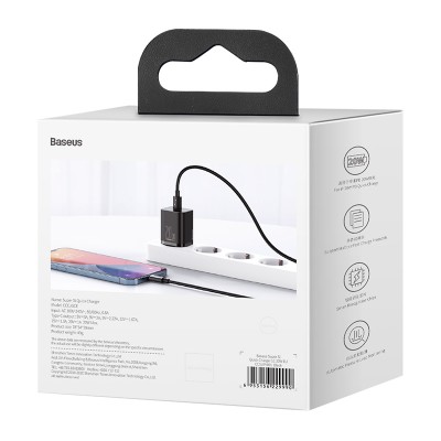 Зарядное устройство BASEUS Super Si USB-C, 3A, 20W, черный Зарядное устройство BASEUS Super Si USB-C, 3A, 20W, черный