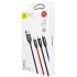 Кабель USB BASEUS Three Primary Colors 3-in-1, USB - MicroUSB+Type-C+Lightning, 3.5A, 30 см, черный Кабель USB BASEUS Three Primary Colors 3-in-1, USB - MicroUSB+Type-C+Lightning, 3.5A, 30 см, черный
