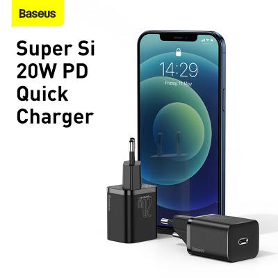 Зарядное устройство BASEUS Super Si USB-C, 3A, 20W, черный Зарядное устройство BASEUS Super Si USB-C, 3A, 20W, черный