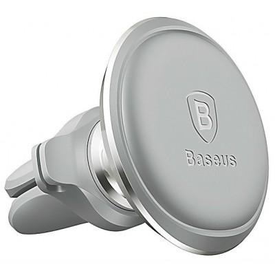 Автомобильный держатель BASEUS Magnetic Air Vent, магнитный, серебряный, на воздуховод, компактный, кожаный Автомобильный держатель BASEUS Magnetic Air Vent, магнитный, серебряный, на воздуховод, компактный, кожаный