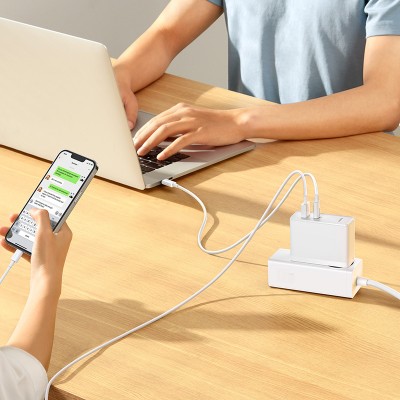 Зарядное устройство BASEUS GaN5 Pro Fast Charger USB+Type-C + Кабель Type-C-Type-C, 5A, 100W, белый Зарядное устройство BASEUS GaN5 Pro Fast Charger USB+Type-C + Кабель Type-C-Type-C, 5A, 100W, белый