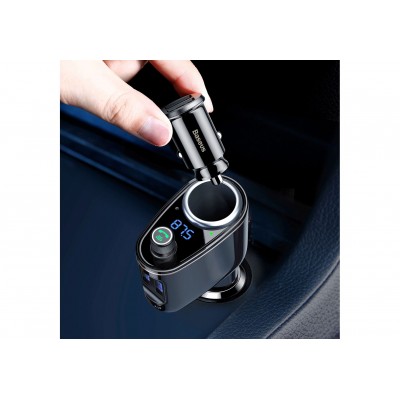 FM - Трансмиттер BASEUS Locomotive, 2*USB+прикуриватель, 3.4A, темный кофе, дисплей+Bluetooth,SD/TF FM - Трансмиттер BASEUS Locomotive, 2*USB+прикуриватель, 3.4A, темный кофе, дисплей+Bluetooth,SD/TF