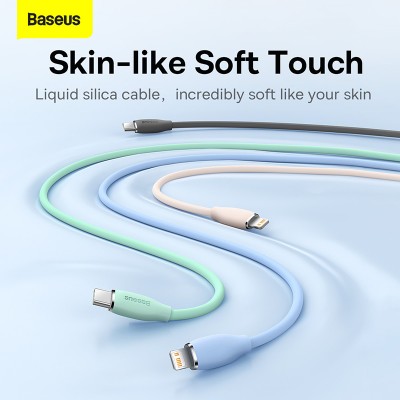 Кабель USB-C BASEUS Jelly Liquid Silica Gel, Type-C - Lightning, 20W, 2 м, черный Кабель USB-C BASEUS Jelly Liquid Silica Gel, Type-C - Lightning, 20W, 2 м, черный
