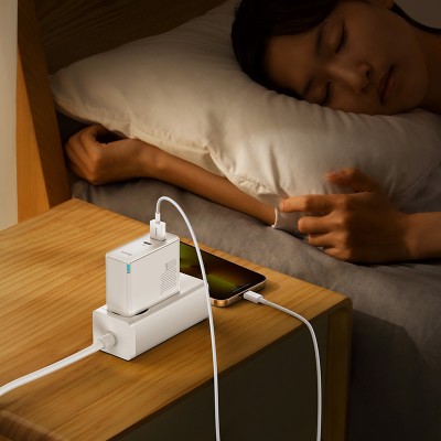 Зарядное устройство BASEUS GaN5 Pro Fast Charger USB+Type-C + Кабель Type-C-Type-C, 5A, 100W, белый Зарядное устройство BASEUS GaN5 Pro Fast Charger USB+Type-C + Кабель Type-C-Type-C, 5A, 100W, белый