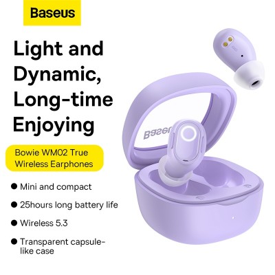 Беспроводные наушники BASEUS WM02, Bluetooth, 40 мАч, фиолетовый Беспроводные наушники BASEUS WM02, Bluetooth, 40 мАч, фиолетовый