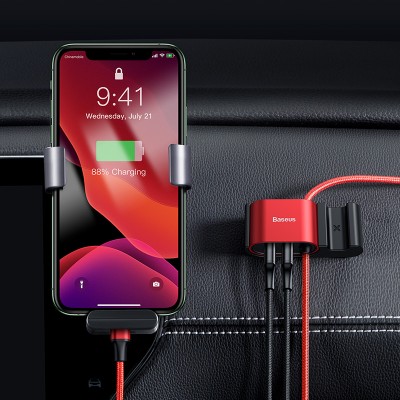 Кабель USB BASEUS Special Data Cable for Backseat (USB to iP+Dual USB), 3A, красный Кабель USB BASEUS Special Data Cable for Backseat (USB to iP+Dual USB), 3A, красный