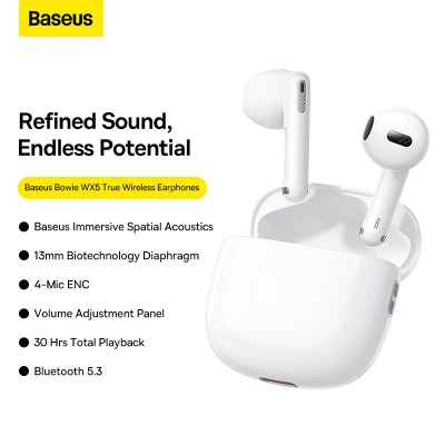 Беспроводные наушники BASEUS WX5(Overseas Edition), Bluetooth, белый Беспроводные наушники BASEUS WX5(Overseas Edition), Bluetooth, белый