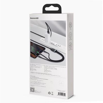 Кабель USB BASEUS Flash Series One-for-three, USB - Lightning+MicroUSB+Type-C, 5A, 1,2м, серый+черный Кабель USB BASEUS Flash Series One-for-three, USB - Lightning+MicroUSB+Type-C, 5A, 1,2м, серый+черный