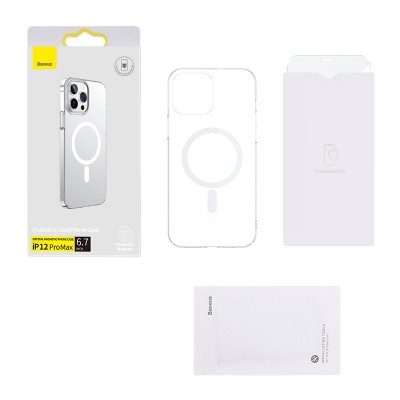 Чехол BASEUS Crystal Magnetic для iPhone 12 Pro Max 6.7, прозрачный Чехол BASEUS Crystal Magnetic для iPhone 12 Pro Max 6.7, прозрачный