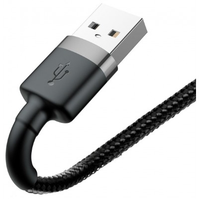 Кабель USB BASEUS Cafule, USB - Lightning, 2.4А, 0,5 м, серый+черный Кабель USB BASEUS Cafule, USB - Lightning, 2.4А, 0,5 м, серый+черный