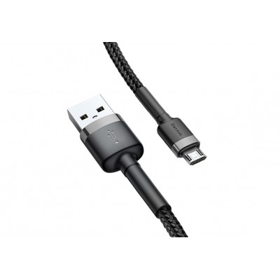 Кабель USB BASEUS Cafule, USB - MicroUSB, 1.5А, 2 м, серый+черный Кабель USB BASEUS Cafule, USB - MicroUSB, 1.5А, 2 м, серый+черный