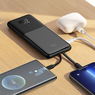 Портативный аккумулятор BASEUS Elf Digital Display 22.5W, 2.4A, 10000 мА⋅ч, черный Портативный аккумулятор BASEUS Elf Digital Display 22.5W, 2.4A, 10000 мА⋅ч, черный