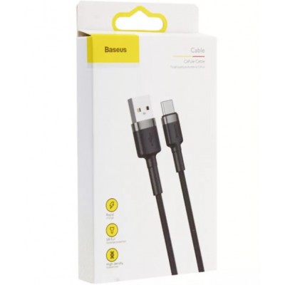 Кабель USB BASEUS Cafule, USB - Type-C, 3A, 0,5 м, серый+черный Кабель USB BASEUS Cafule, USB - Type-C, 3A, 0,5 м, серый+черный