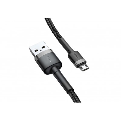 Кабель USB BASEUS Cafule, USB - MicroUSB, 2.4А, 0,5 м, серый+черный Кабель USB BASEUS Cafule, USB - MicroUSB, 2.4А, 0,5 м, серый+черный