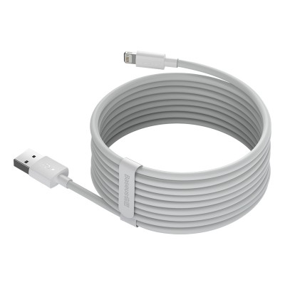 Кабель USB BASEUS Simple Wisdom Data Cable Kit, USB - Lightning, 2.4А, 1.5 м, белый, 2шт Кабель USB BASEUS Simple Wisdom Data Cable Kit, USB - Lightning, 2.4А, 1.5 м, белый, 2шт