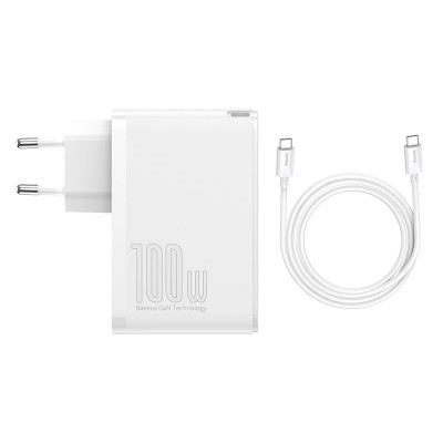 Зарядное устройство BASEUS GaN2 Pro Quick Charger 2*USB+2*USB-C, 5A, 100W, белый Зарядное устройство BASEUS GaN2 Pro Quick Charger 2*USB+2*USB-C, 5A, 100W, белый