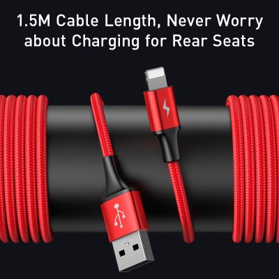 Кабель USB BASEUS Special Data Cable for Backseat (USB to iP+Dual USB), 3A, красный Кабель USB BASEUS Special Data Cable for Backseat (USB to iP+Dual USB), 3A, красный