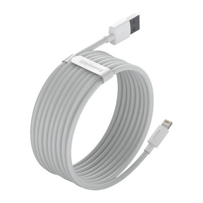 Кабель USB BASEUS Simple Wisdom Data Cable Kit, USB - Lightning, 2.4А, 1.5 м, белый, 2шт Кабель USB BASEUS Simple Wisdom Data Cable Kit, USB - Lightning, 2.4А, 1.5 м, белый, 2шт