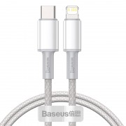 Кабель USB-C BASEUS High Density Braided, Type-C - Lightning, 20W, 1 м, белый