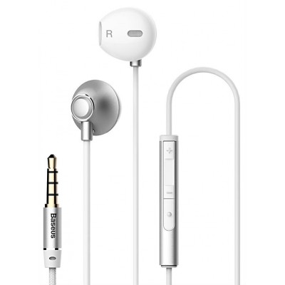 Проводные наушники BASEUS H06 Encok, Jack 3.5mm, серебряный Проводные наушники BASEUS H06 Encok, Jack 3.5mm, серебряный