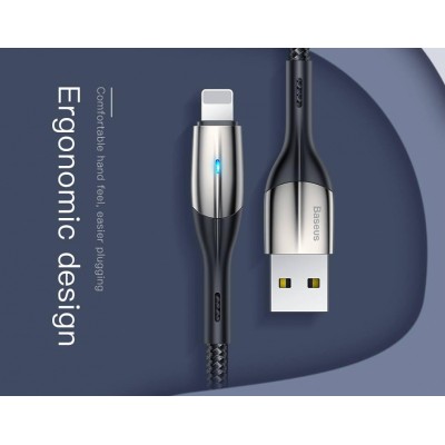 Кабель USB BASEUS Horizontal, USB - Lightning, 2.4А, 1 м, черный, с индикатором Кабель USB BASEUS Horizontal, USB - Lightning, 2.4А, 1 м, черный, с индикатором