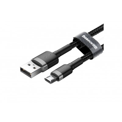 Кабель USB BASEUS Cafule, USB - MicroUSB, 2.4А, 0,5 м, серый+черный Кабель USB BASEUS Cafule, USB - MicroUSB, 2.4А, 0,5 м, серый+черный