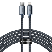 Кабель USB-C BASEUS Crystal Shine Series Fast Charging, Type-C - Lightning, 20W, 2 м, черный
