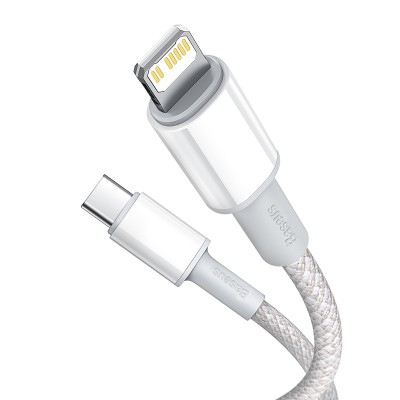 Кабель USB-C BASEUS High Density Braided, Type-C - Lightning, 20W, 1 м, белый Кабель USB-C BASEUS High Density Braided, Type-C - Lightning, 20W, 1 м, белый
