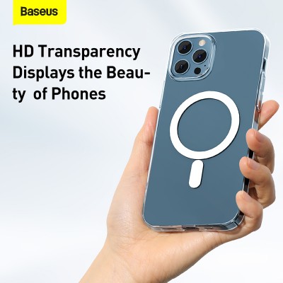 Чехол BASEUS Crystal Magnetic для iPhone 12 Pro Max 6.7, прозрачный Чехол BASEUS Crystal Magnetic для iPhone 12 Pro Max 6.7, прозрачный