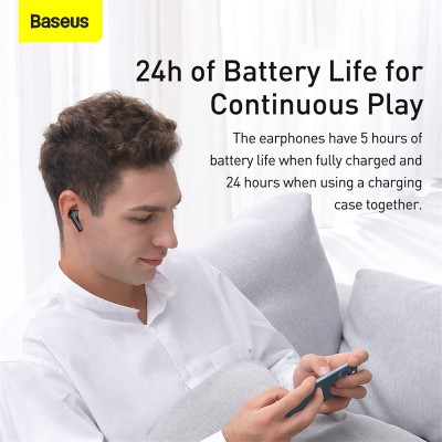 Беспроводные наушники BASEUS SIMU S1, Bluetooth, 40 мАч, черный Беспроводные наушники BASEUS SIMU S1, Bluetooth, 40 мАч, черный