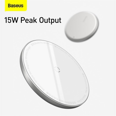 Беспроводное зарядное устройство BASEUS Simple Mini Magnetic BS-W522 + Кабель Type-C, 2A, 15W, белый Беспроводное зарядное устройство BASEUS Simple Mini Magnetic BS-W522 + Кабель Type-C, 2A, 15W, белый
