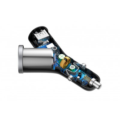 Автомобильное зарядное устройство BASEUS Y type, 2*USB+прикуриватель, 3.4A, черный Автомобильное зарядное устройство BASEUS Y type, 2*USB+прикуриватель, 3.4A, черный