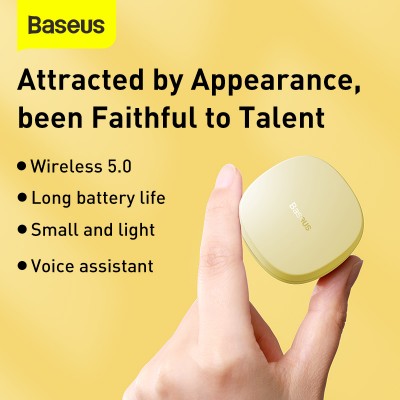 Беспроводные наушники BASEUS Encok True WM01, Bluetooth, желтый Беспроводные наушники BASEUS Encok True WM01, Bluetooth, желтый