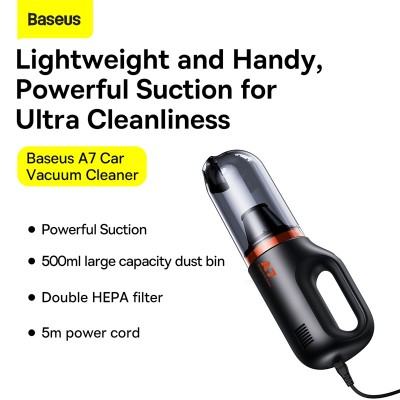 Автомобильный пылесос BASEUS A7, черный Автомобильный пылесос BASEUS A7, черный