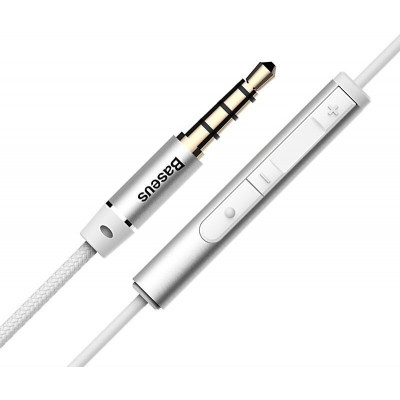 Проводные наушники BASEUS H06 Encok, Jack 3.5mm, серебряный Проводные наушники BASEUS H06 Encok, Jack 3.5mm, серебряный