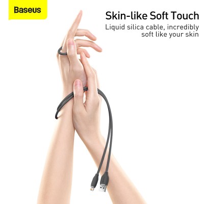 Кабель USB BASEUS Jelly Liquid Silica Gel, USB - Lightning, 2.4А, 1.2 м, черный Кабель USB BASEUS Jelly Liquid Silica Gel, USB - Lightning, 2.4А, 1.2 м, черный