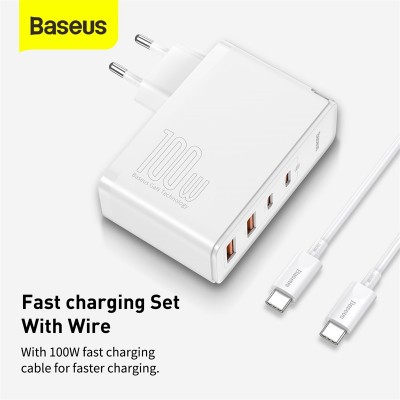 Зарядное устройство BASEUS GaN2 Pro Quick Charger 2*USB+2*USB-C, 5A, 100W, белый Зарядное устройство BASEUS GaN2 Pro Quick Charger 2*USB+2*USB-C, 5A, 100W, белый