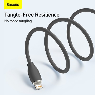 Кабель USB BASEUS Jelly Liquid Silica Gel, USB - Lightning, 2.4А, 1.2 м, черный Кабель USB BASEUS Jelly Liquid Silica Gel, USB - Lightning, 2.4А, 1.2 м, черный