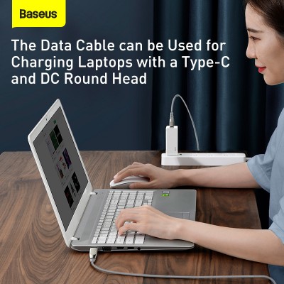 Кабель USB-C BASEUS Flash Series One-for-two, Type-C - Type-C+ DC square head, 5A, 2 м, серый Кабель USB-C BASEUS Flash Series One-for-two, Type-C - Type-C+ DC square head, 5A, 2 м, серый