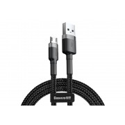 Кабель USB BASEUS Cafule, USB - MicroUSB, 2.4А, 0,5 м, серый+черный