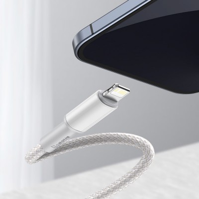 Кабель USB-C BASEUS High Density Braided, Type-C - Lightning, 20W, 1 м, белый Кабель USB-C BASEUS High Density Braided, Type-C - Lightning, 20W, 1 м, белый