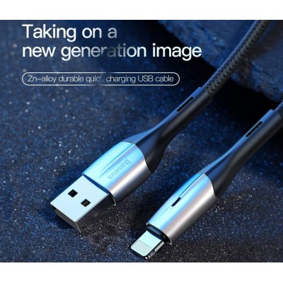 Кабель USB BASEUS Horizontal, USB - Lightning, 2.4А, 1 м, черный, с индикатором Кабель USB BASEUS Horizontal, USB - Lightning, 2.4А, 1 м, черный, с индикатором