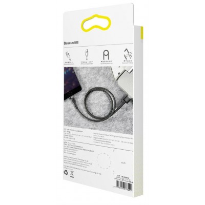 Кабель USB BASEUS Cafule, USB - Lightning, 2.4А, 0,5 м, серый+черный Кабель USB BASEUS Cafule, USB - Lightning, 2.4А, 0,5 м, серый+черный