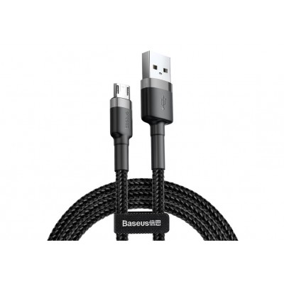 Кабель USB BASEUS Cafule, USB - MicroUSB, 1.5А, 2 м, серый+черный Кабель USB BASEUS Cafule, USB - MicroUSB, 1.5А, 2 м, серый+черный