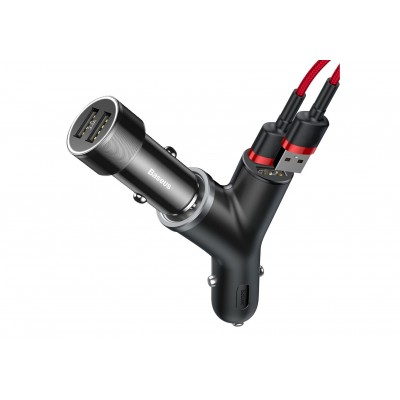 Автомобильное зарядное устройство BASEUS Y type, 2*USB+прикуриватель, 3.4A, черный Автомобильное зарядное устройство BASEUS Y type, 2*USB+прикуриватель, 3.4A, черный