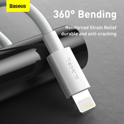 Кабель USB BASEUS Simple Wisdom Data Cable Kit, USB - Lightning, 2.4А, 1.5 м, белый, 2шт Кабель USB BASEUS Simple Wisdom Data Cable Kit, USB - Lightning, 2.4А, 1.5 м, белый, 2шт