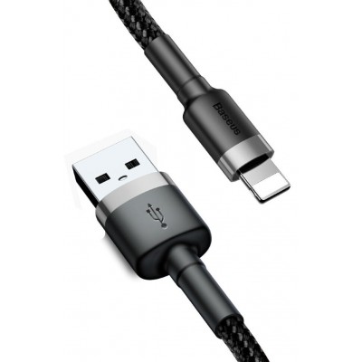 Кабель USB BASEUS Cafule, USB - Lightning, 2.4А, 0,5 м, серый+черный Кабель USB BASEUS Cafule, USB - Lightning, 2.4А, 0,5 м, серый+черный